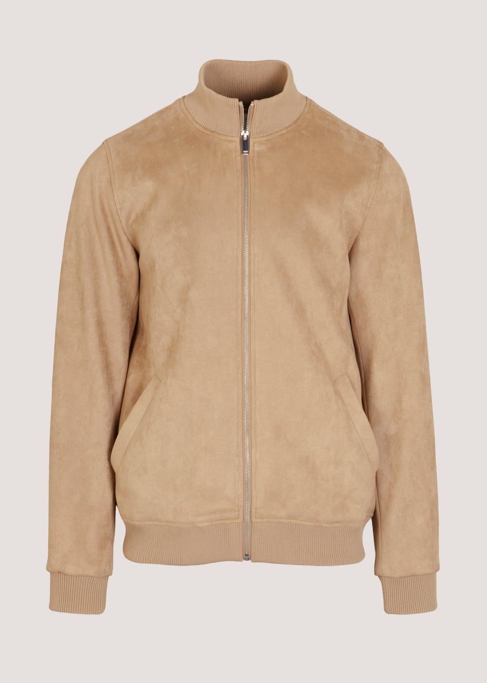 Sand Faux Suede Bomber Jacket