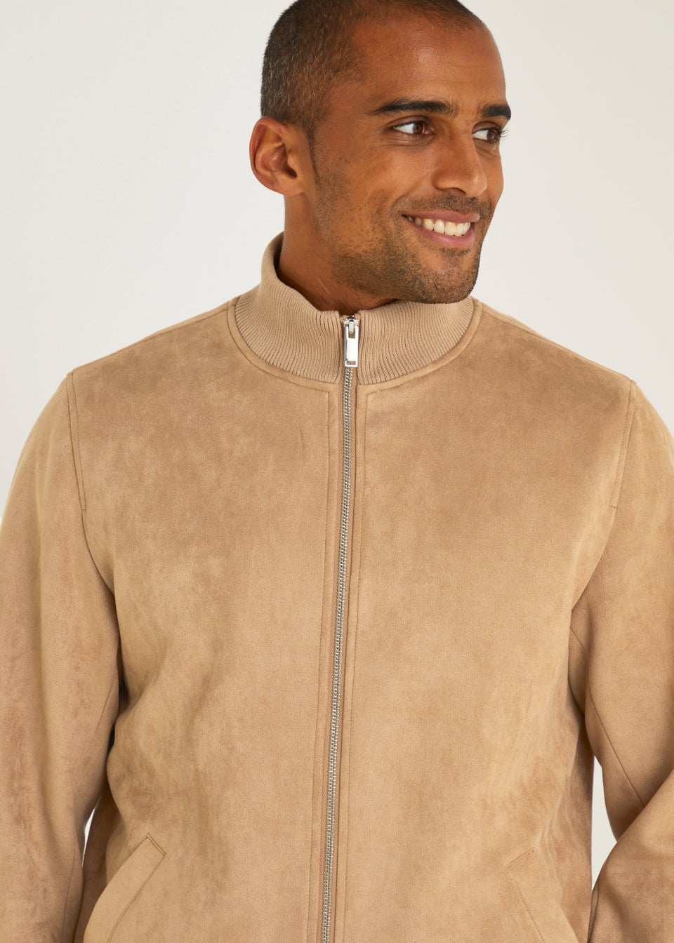 Sand Faux Suede Bomber Jacket