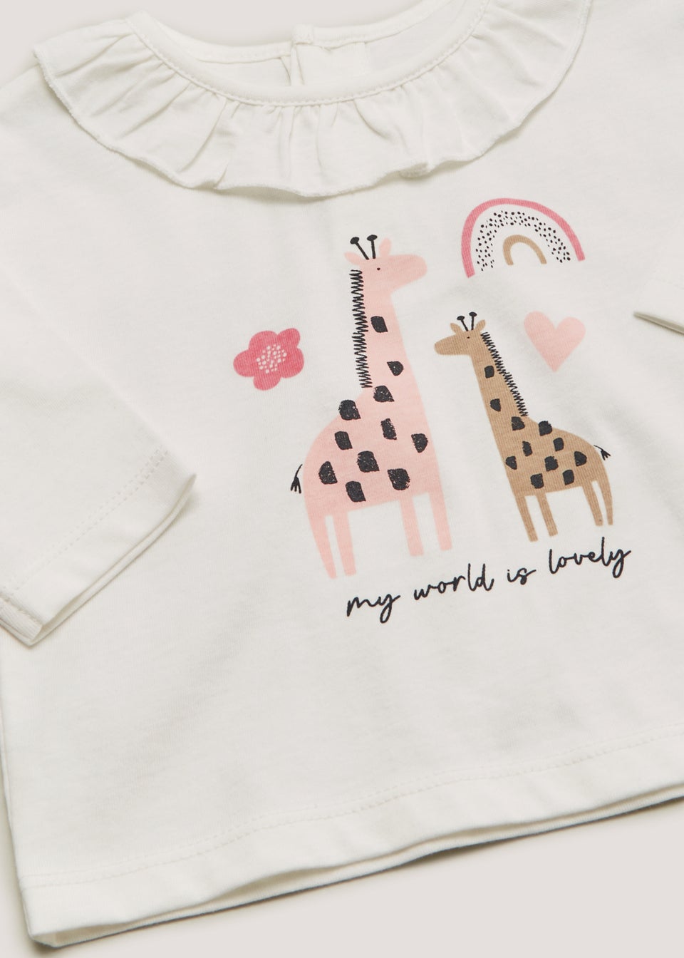 Baby Cream Rainbow Giraffe Long Sleeve T-Shirt (Newborn-23mths)