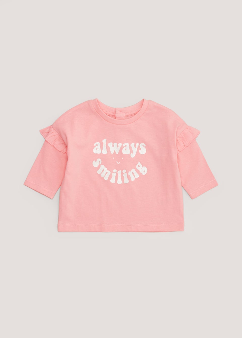Baby Pink Smile Slogan T-Shirt (Newborn-23mths) - Matalan
