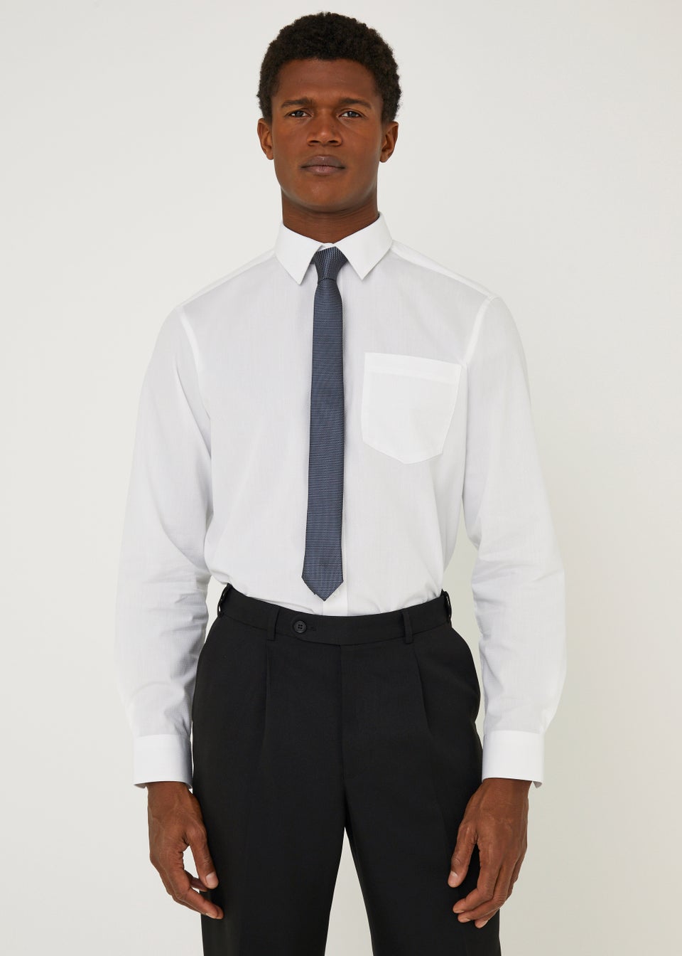 Taylor & Wright White Textured Regular Fit Shirt & Tie Set