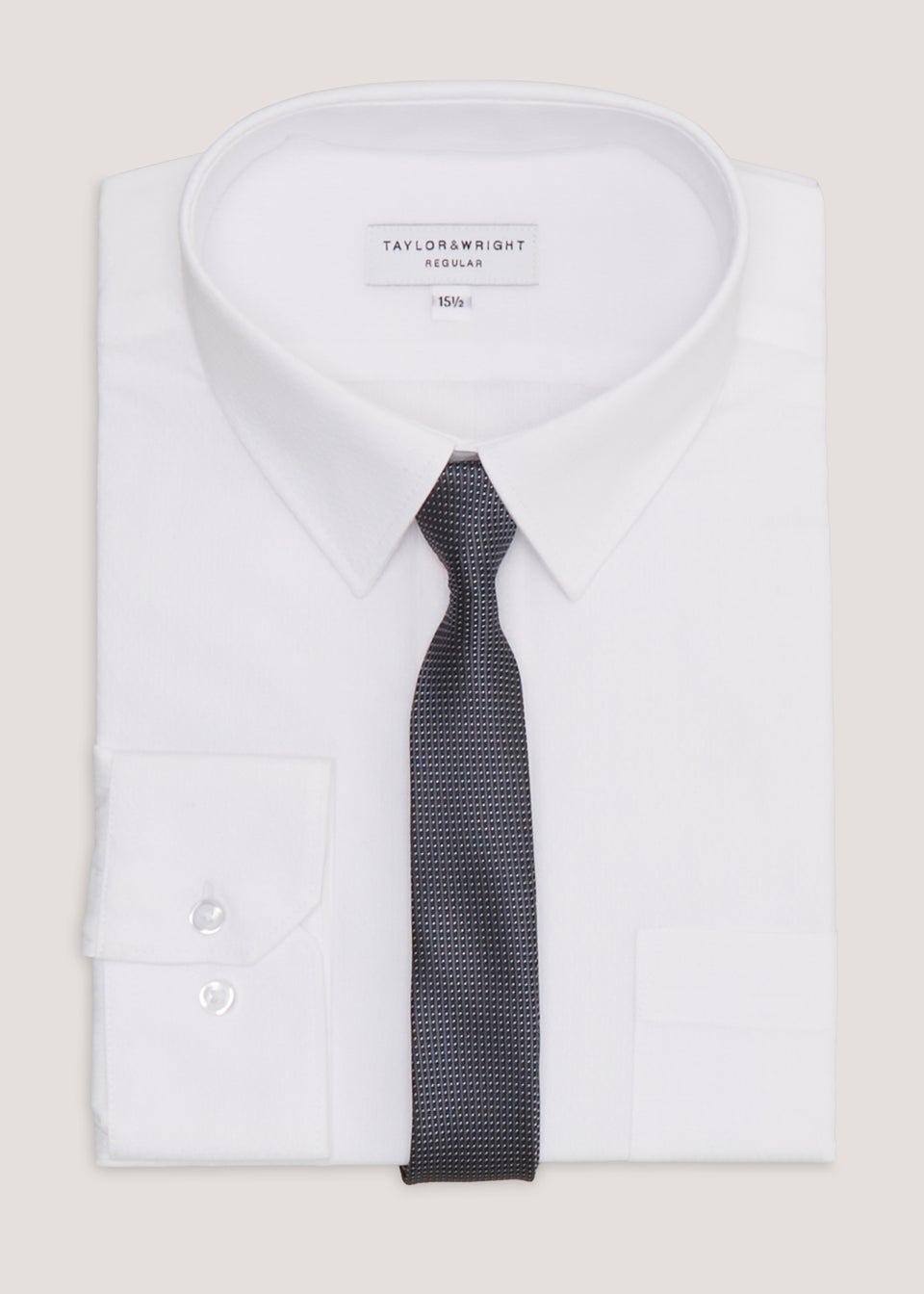 Taylor & Wright White Textured Regular Fit Shirt & Tie Set