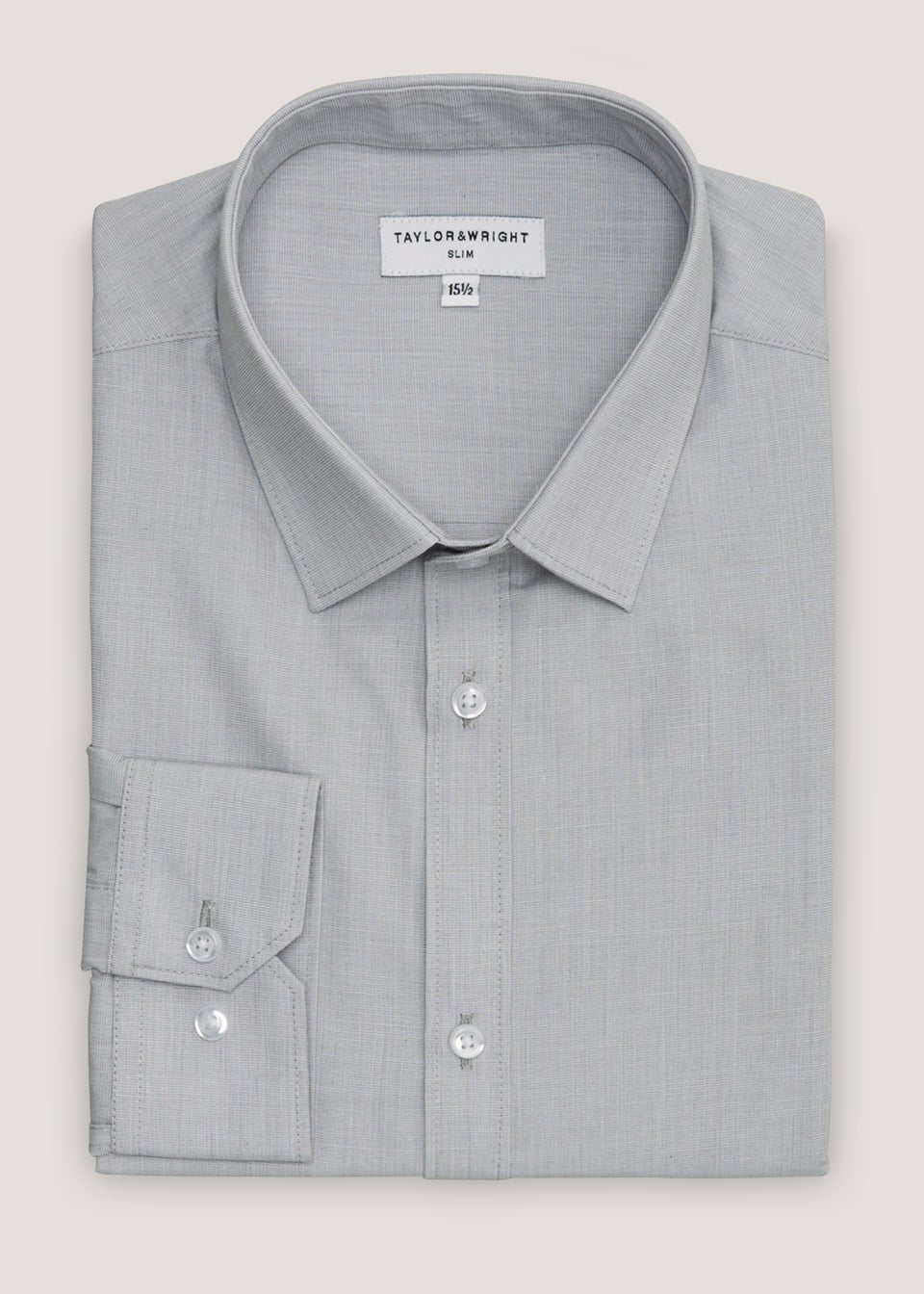 Taylor & Wright Grey Easy Care Slim Fit Shirt - Matalan