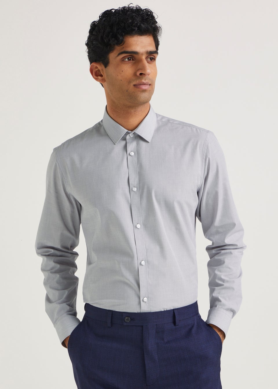 Taylor & Wright Grey Easy Care Slim Fit Shirt