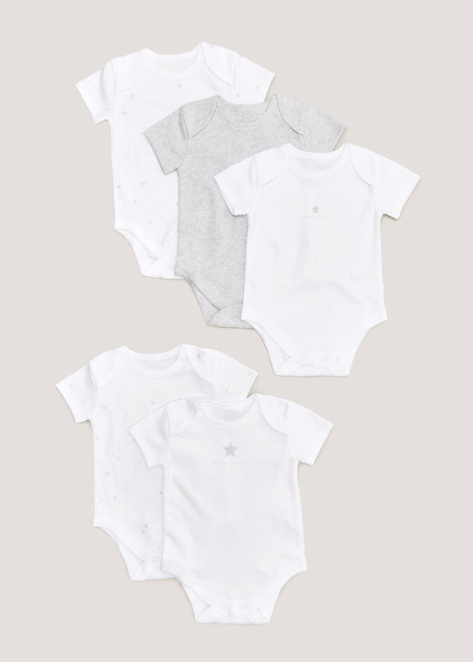 Baby 5 Pack Bodysuits (Newborn-23mths)
