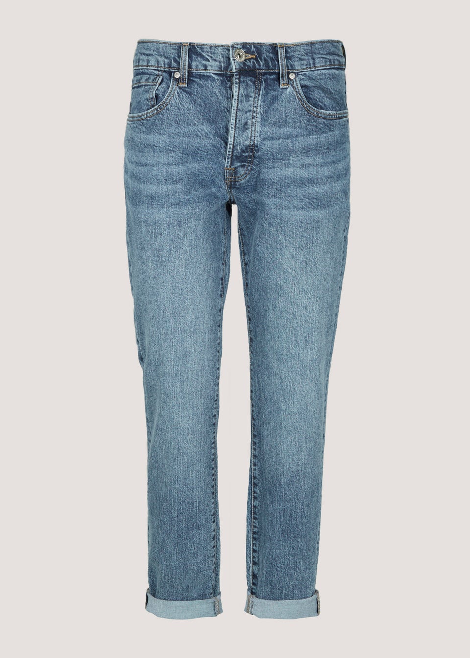 Blue Vintage Wash Straight Fit Jeans - Matalan