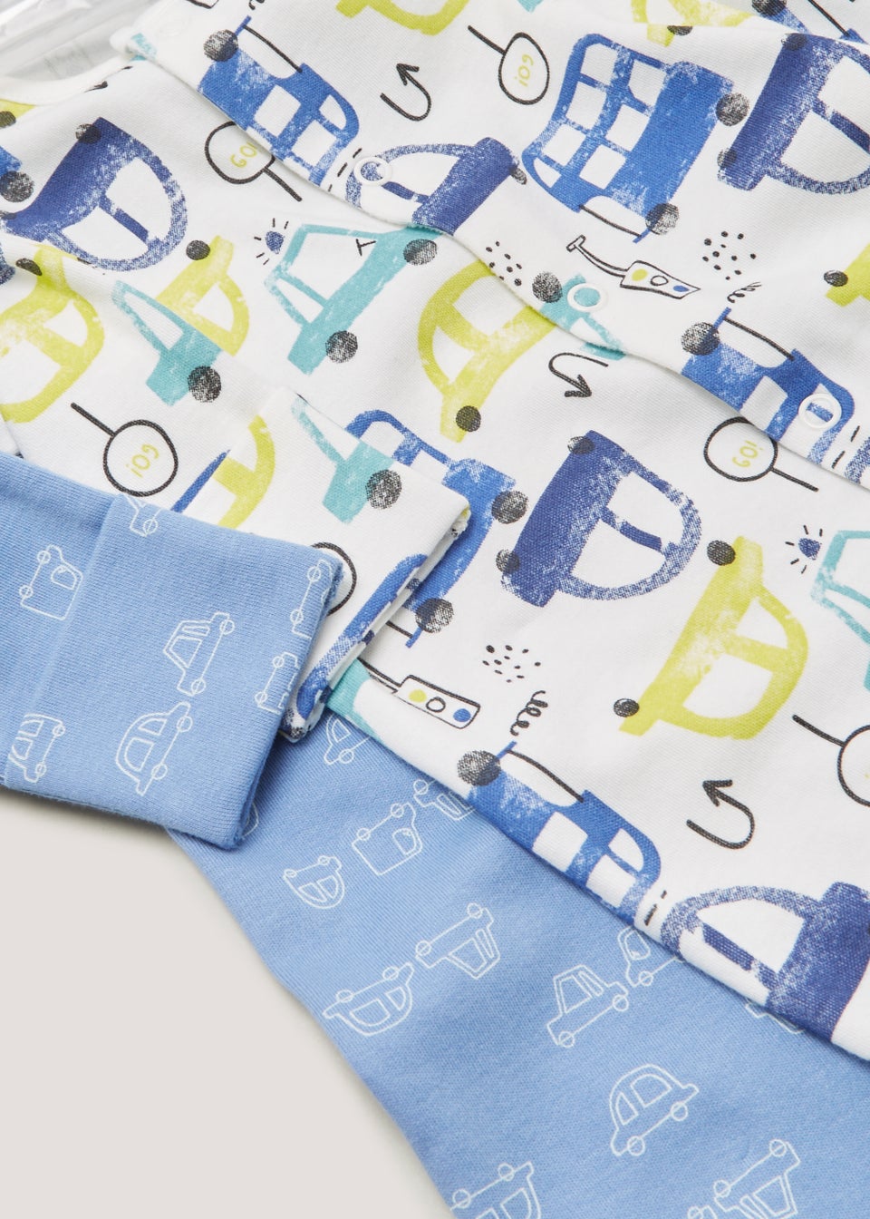 Baby 2 Pack Car Sleepsuits (Newborn-23mths)