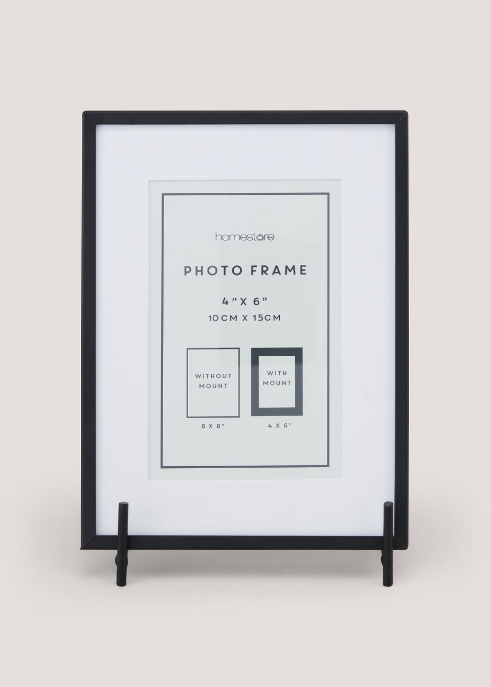 Black Metal Photo Frame on Stand (4x6in)