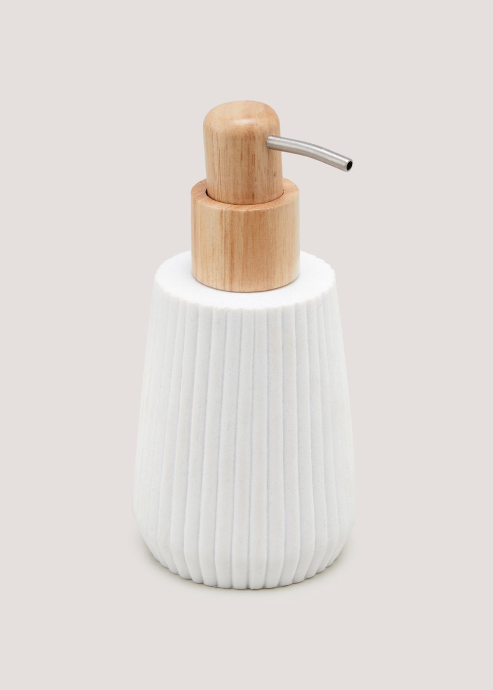 White Ribbed Resin Soap Dispenser (16.5cm x 8.5cm x 8.5cm)