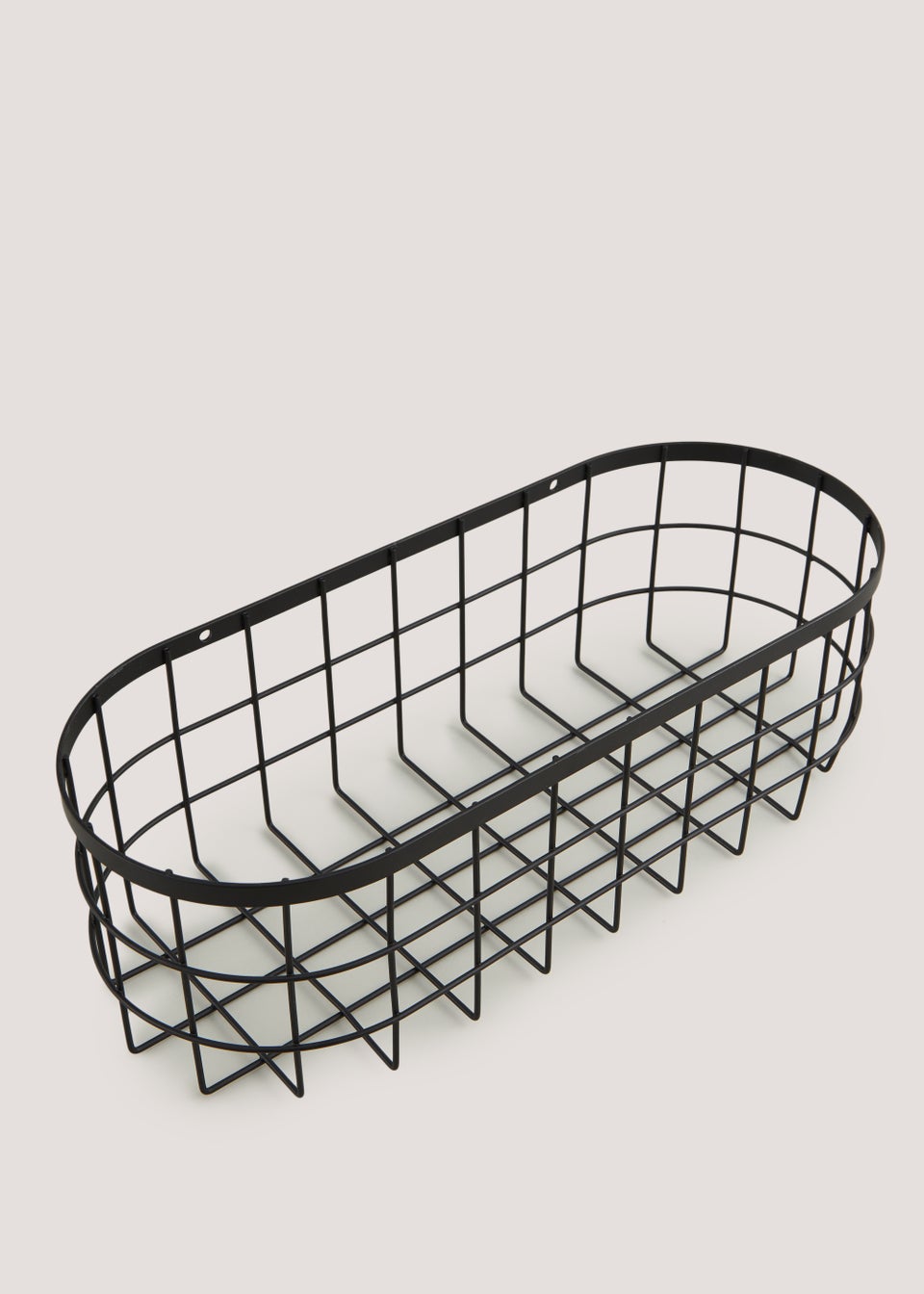 Black Metal Wire Oval Storage Basket (11.5cm x 15.5cm x 37.5cm)