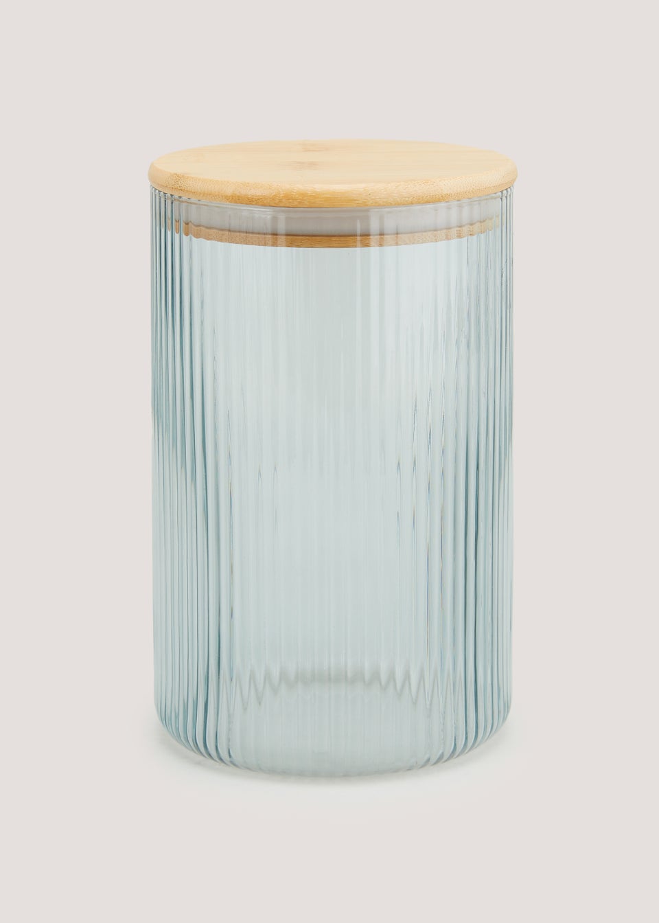 Blue Large Ribbed Glass Lidded Canister (18.5cm x 11.5cm) Matalan