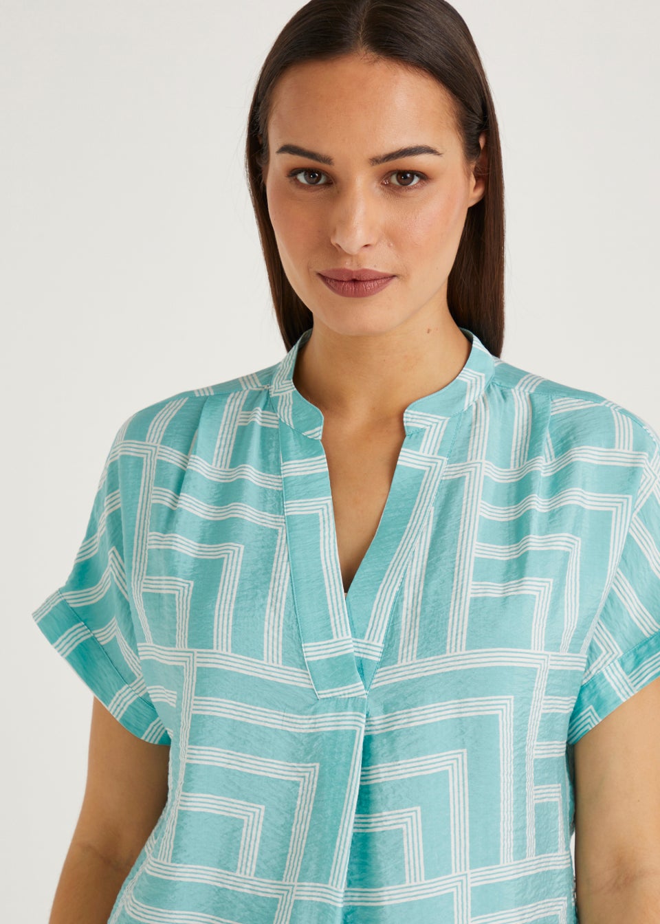 Et Vous Turquoise Stripe Popover Blouse Matalan