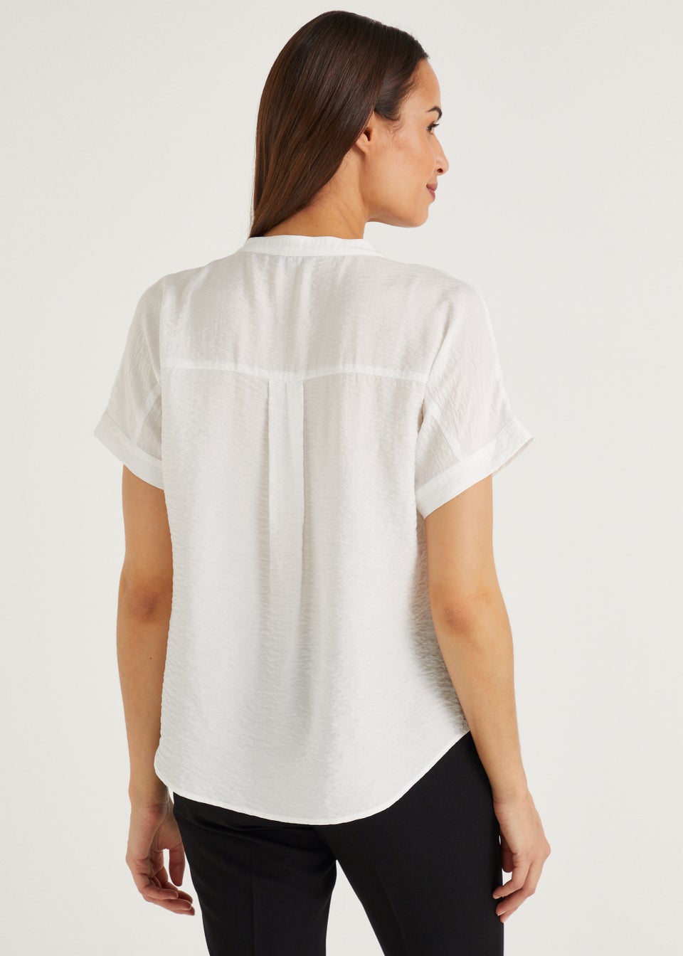 Et Vous White Short Sleeve Popover Blouse