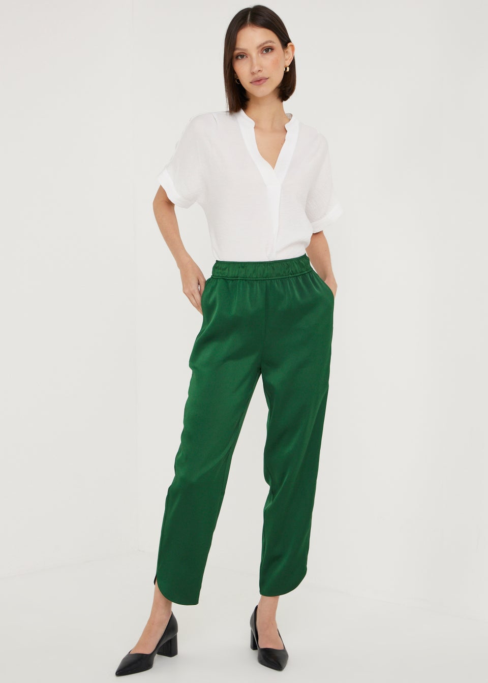 Et Vous Green Satin Trousers