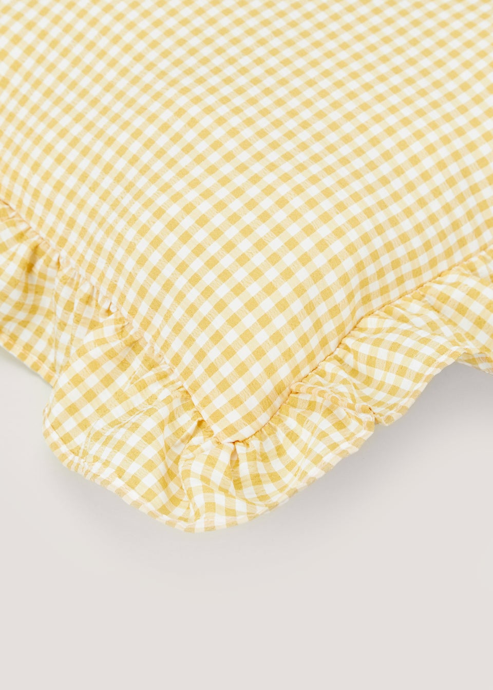 Yellow Gingham Frill Cushion (50cm x 30cm)