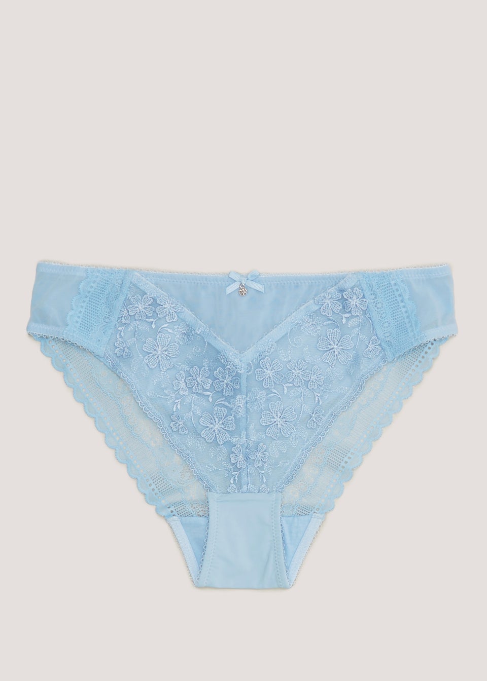 Blue Floral Embroidered High Leg Knickers