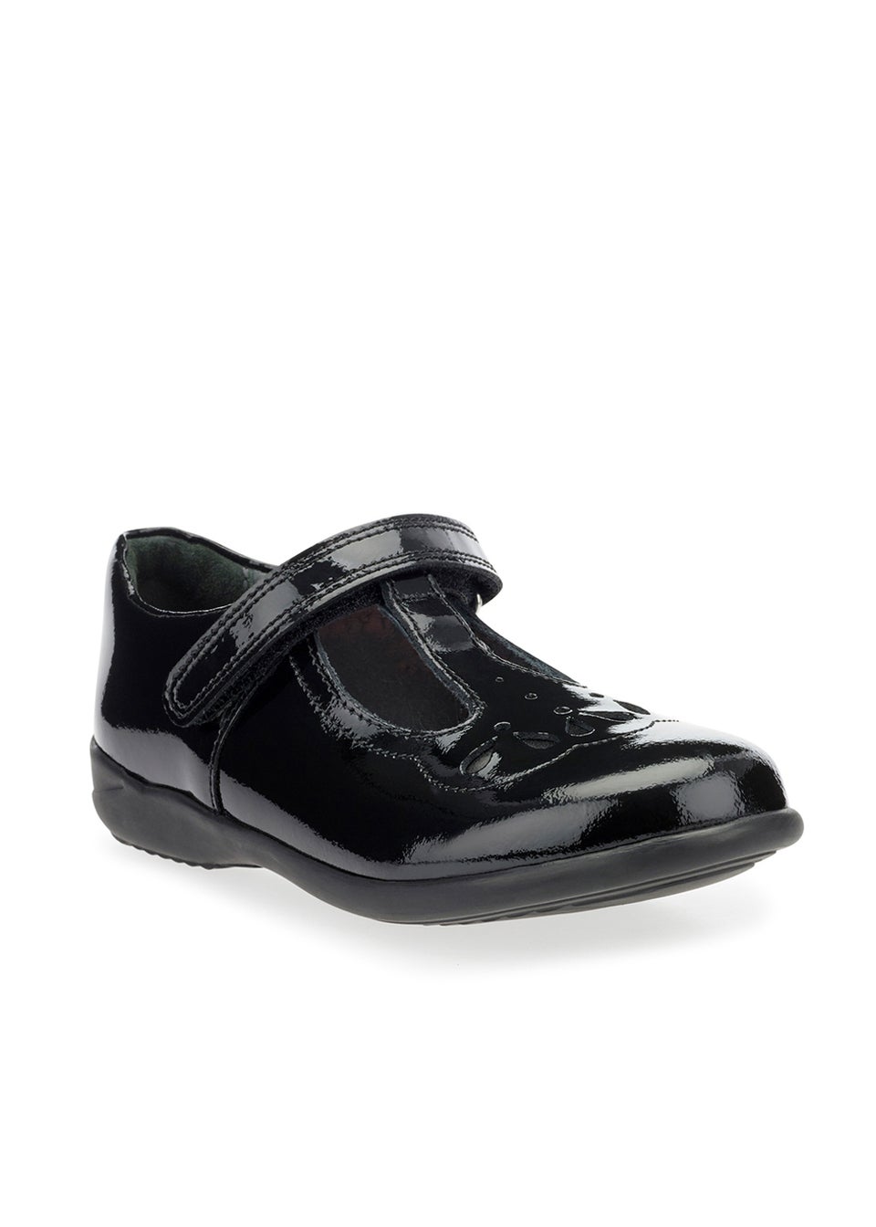 Start-Rite Poppy Black Patent Riptape T-Bar School Shoes