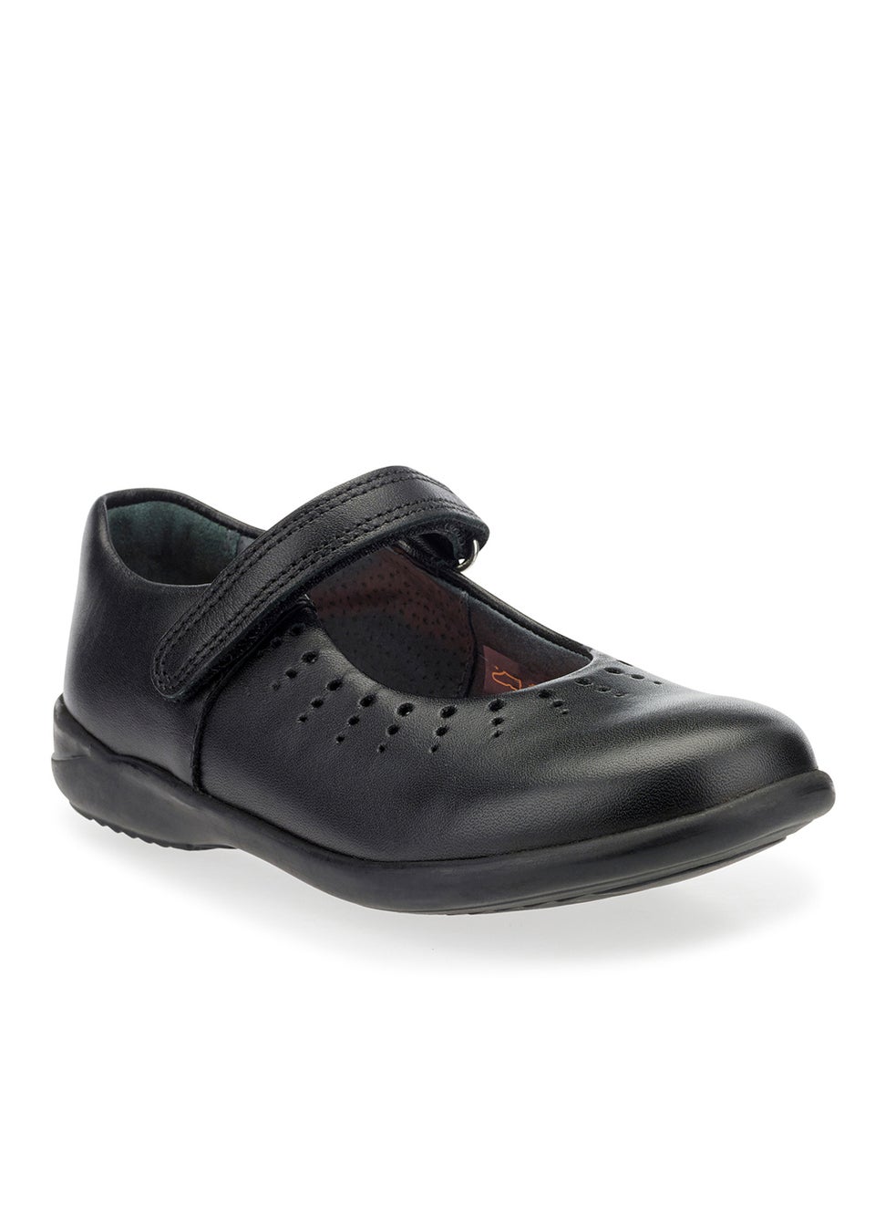 Start-Rite Mary Jane Black Leather Riptape School Shoes