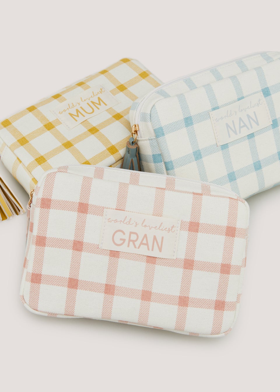 Yellow Gingham Mum Makeup Bag