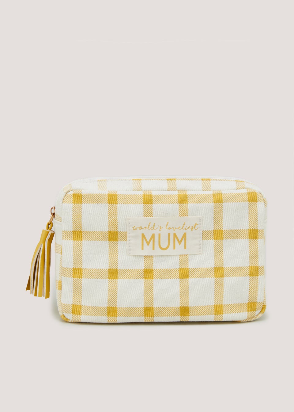 Yellow Gingham Mum Makeup Bag - Matalan