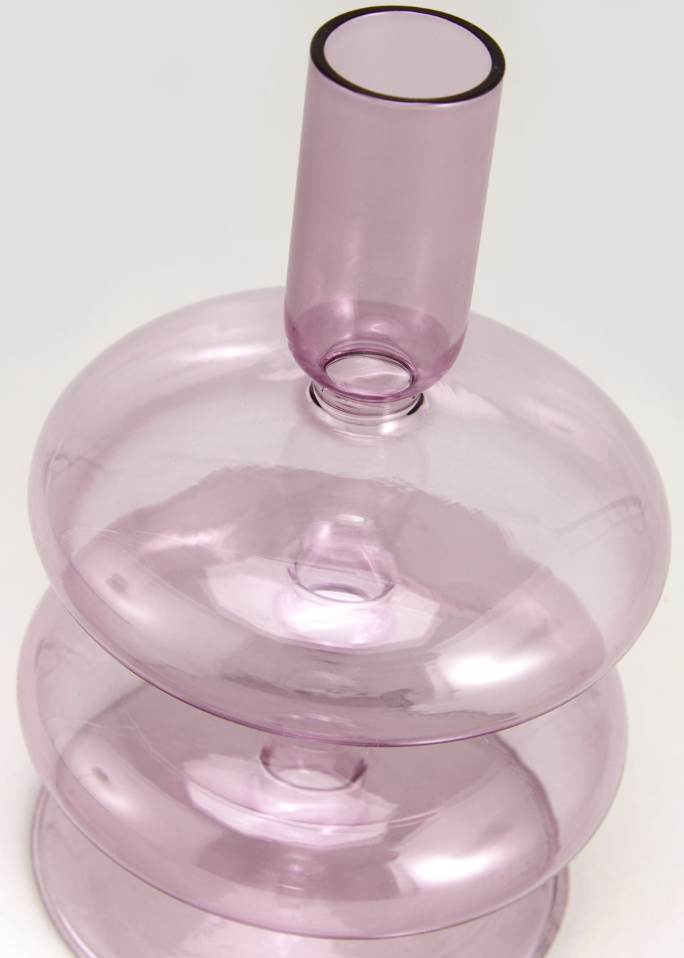 Lilac Glass Tapered Candle Holder (10cm x 10cm x 14cm)