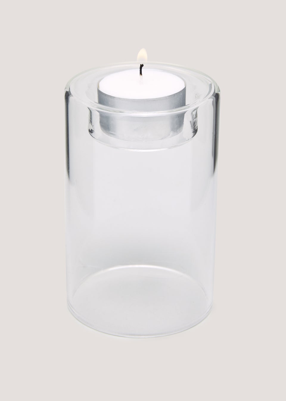 Clear Small Glass Candle Holder 10cm x 7cm
