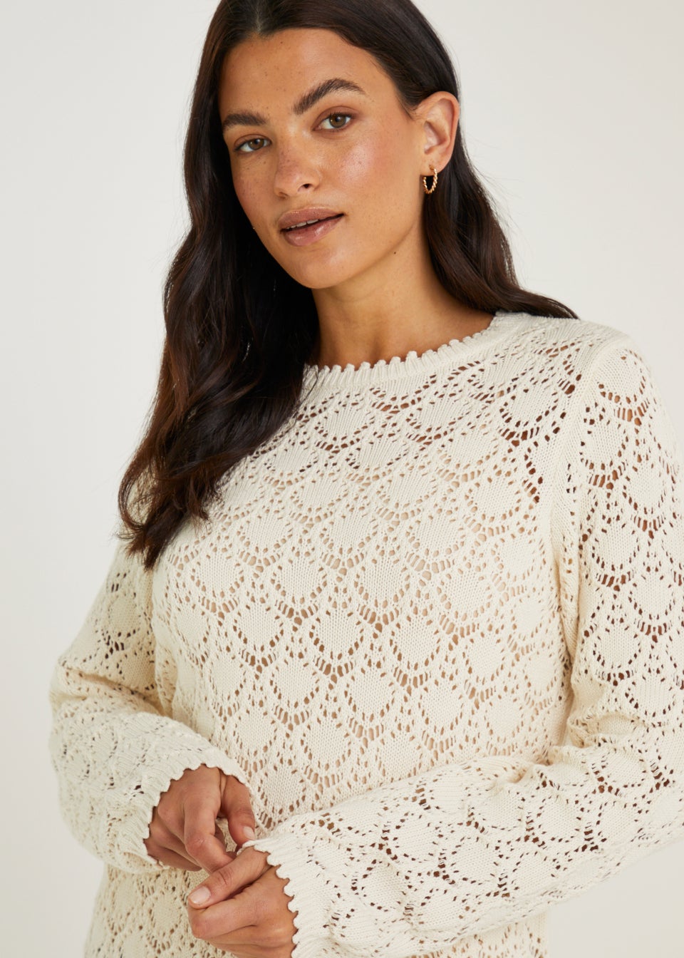Ecru Lace Pointelle Jumper Matalan