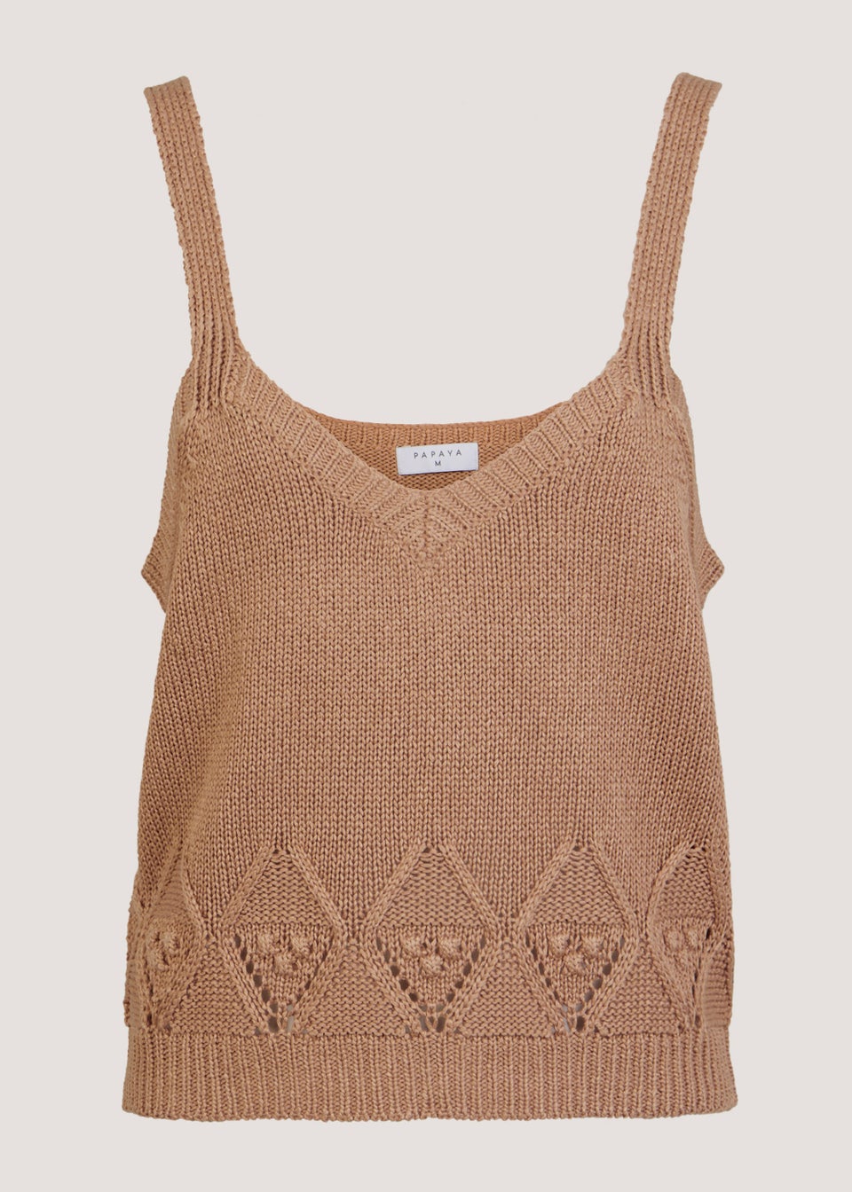 Beige Pointelle Co-Ord Vest Top