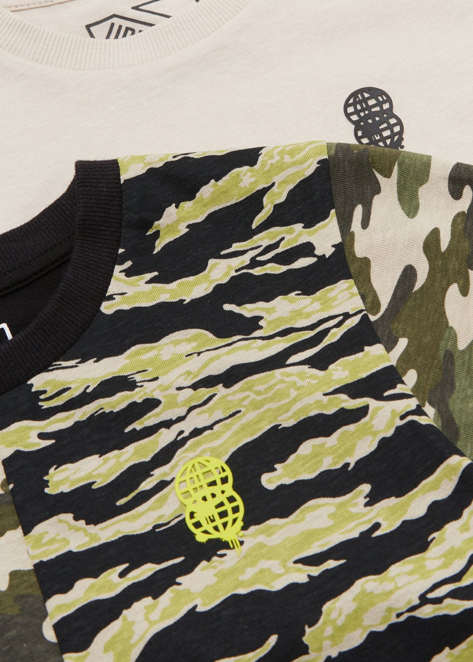 Boys 2 Pack Plain & Camo T-Shirts (4-13yrs)