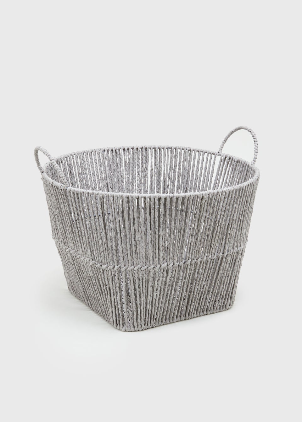 Grey Paper Rope Twist Storage Basket (35cm x 24cm)