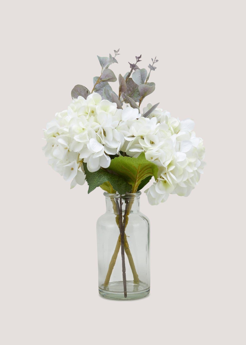 Cream Hydrangea in Glass Vase (35cm x 7cm)