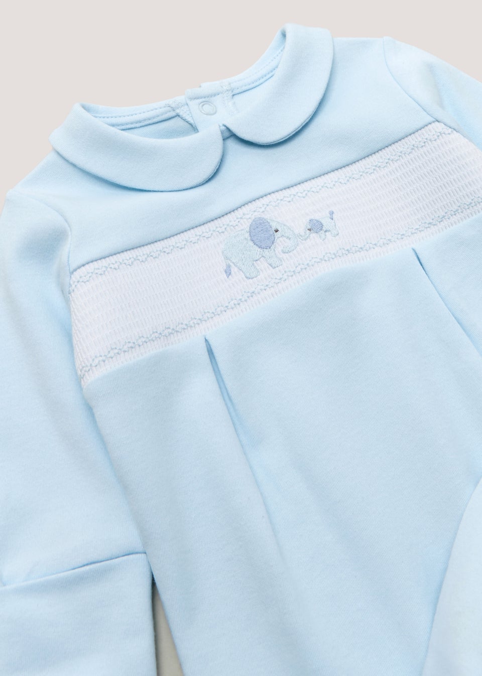 Baby Blue Smock Sleepsuit (Tiny Baby-12mths)