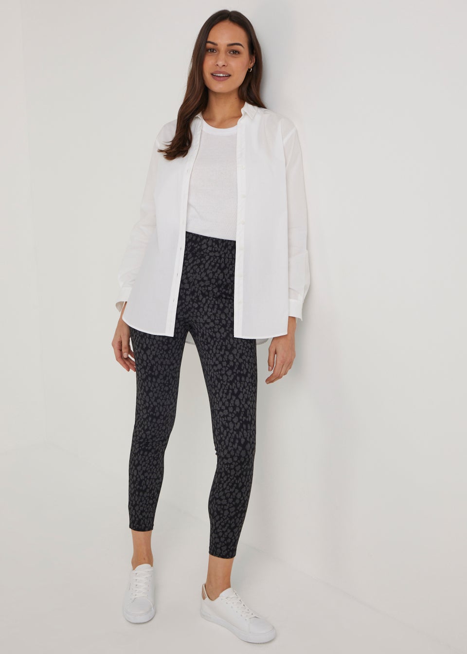 Black Animal Print Ponte Leggings