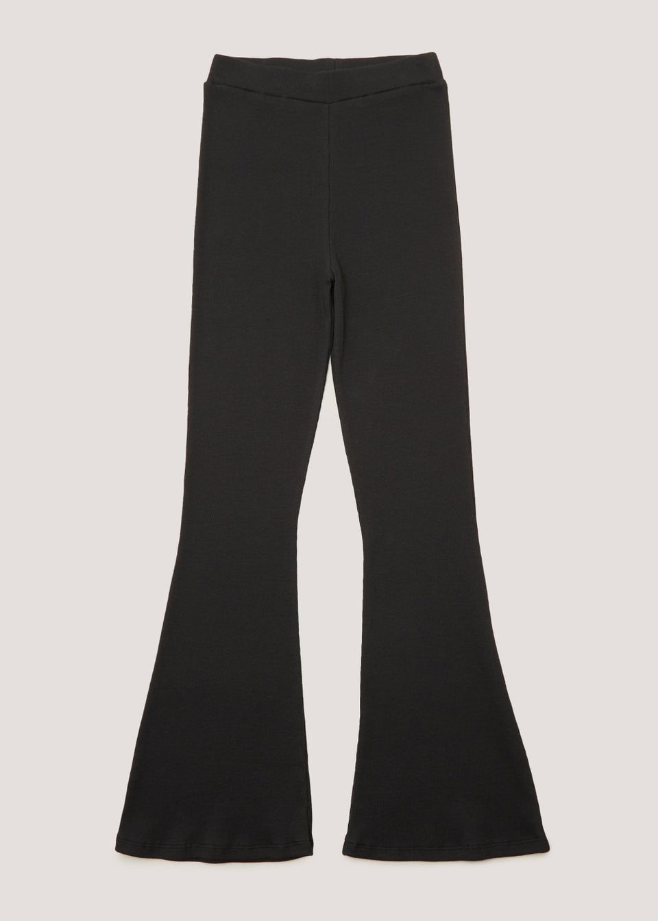 Girls Candy Couture Black Ribbed Flared Leggings (9-16yrs)