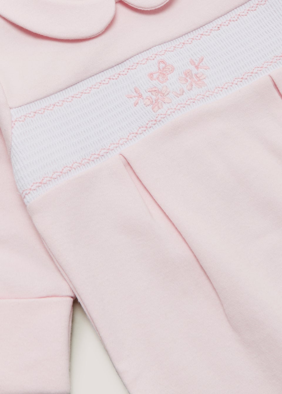 Baby Pink Velour Sleepsuit (Tiny Baby-12mths