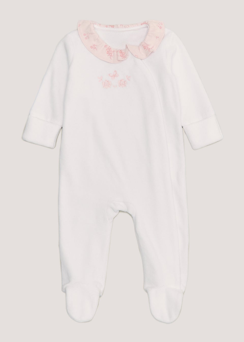 White velour new arrivals baby grows