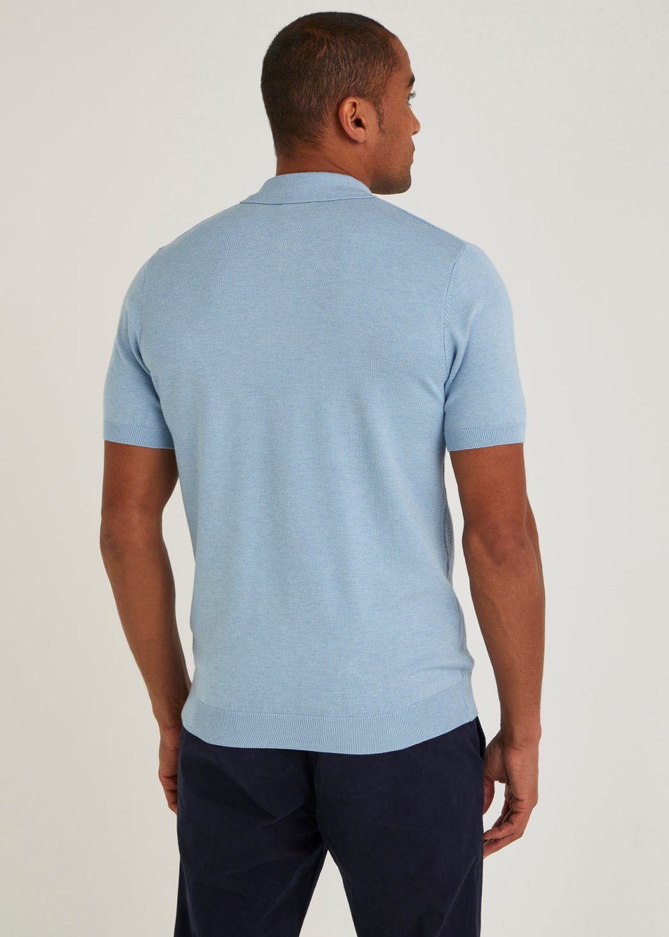 Blue Textured Stitch Polo Shirt