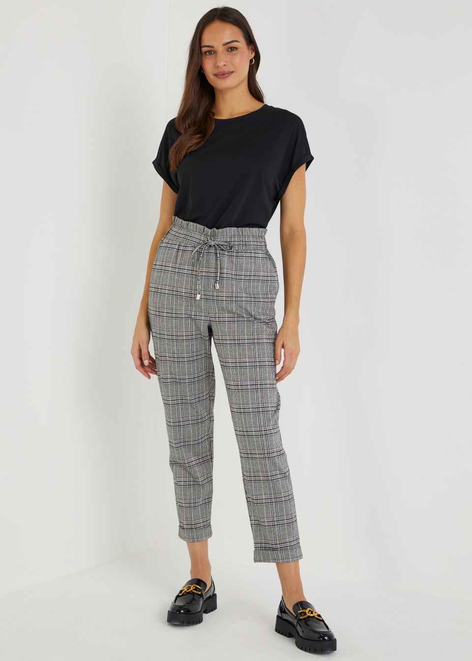 Wide leg checked summer trouser pant