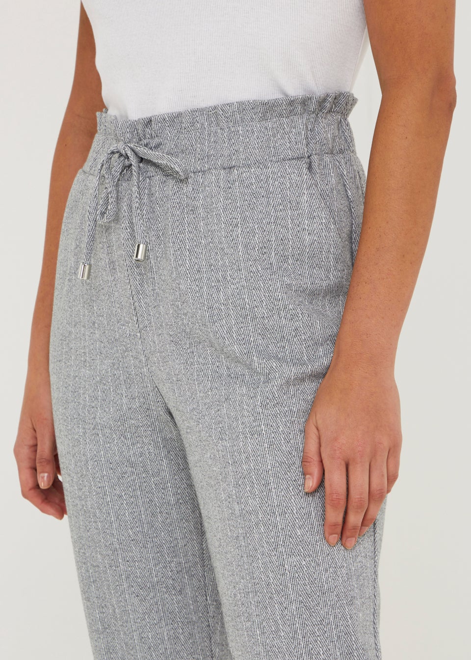 Grey Check Ponte Co-Ord Trousers