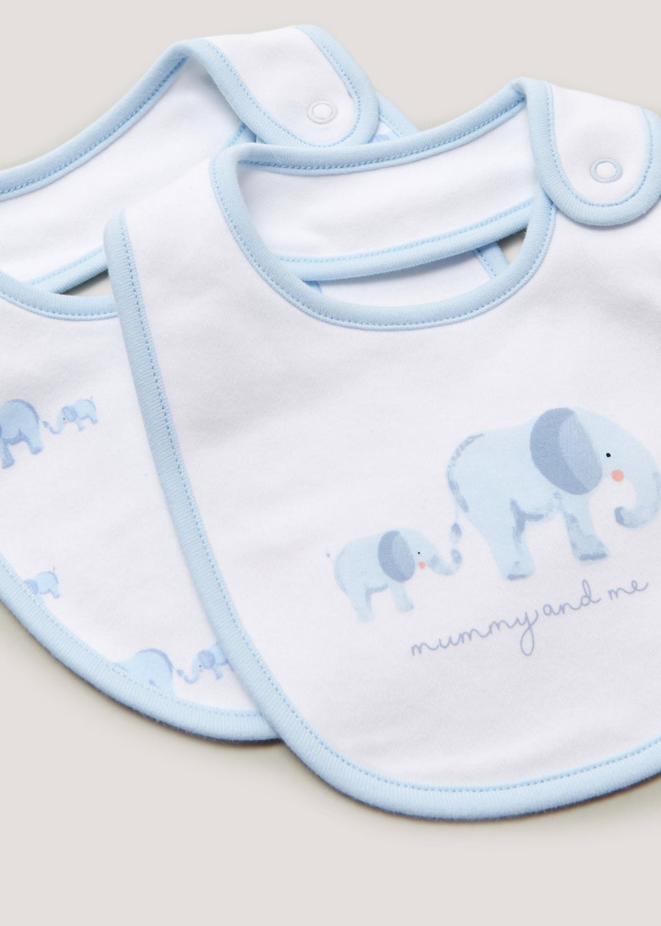 2 Pack Blue Elephant Bibs Matalan