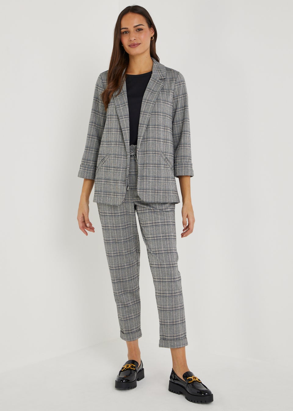 Ladies grey check blazer top