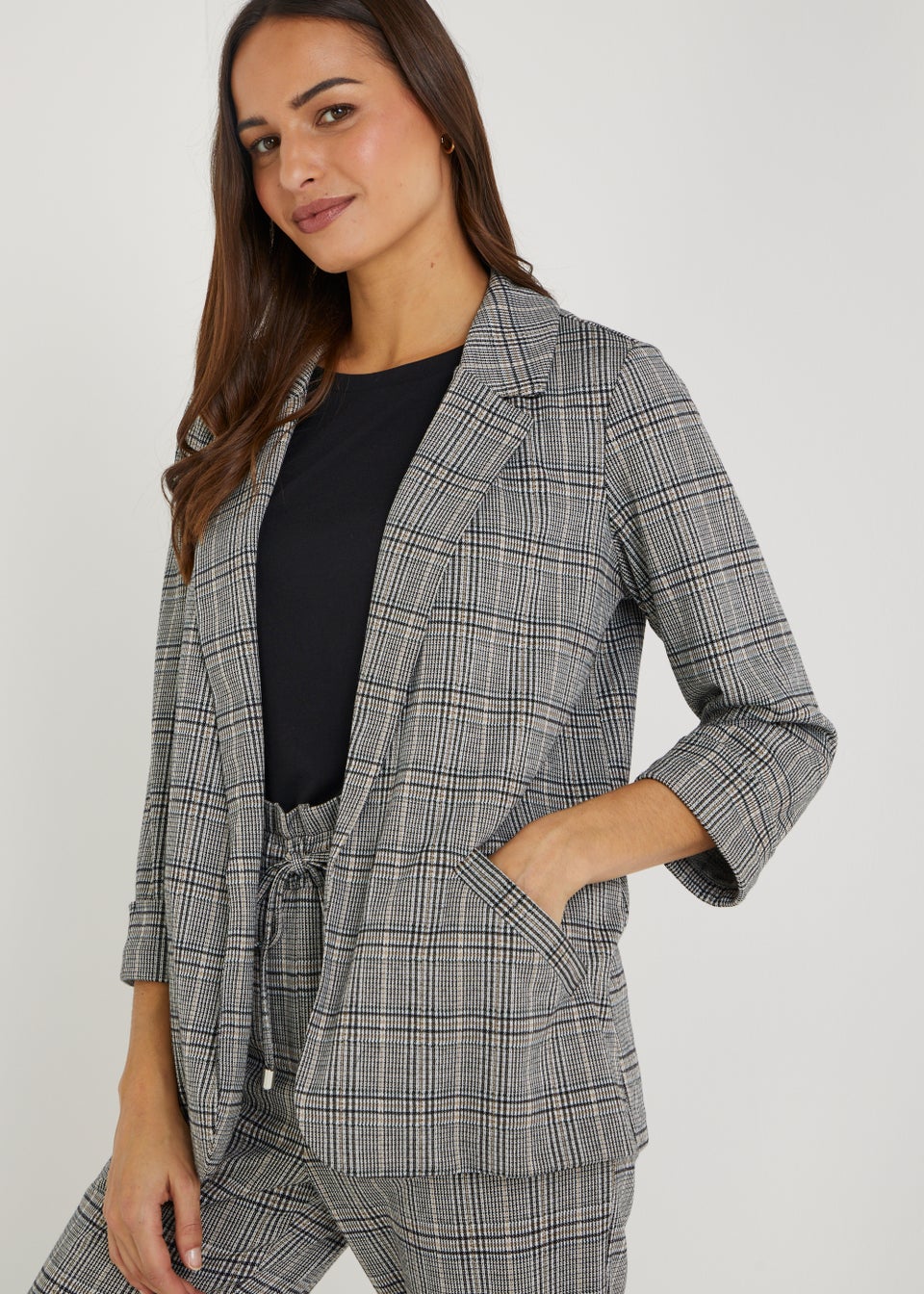 Grey Check Ponte Blazer Matalan