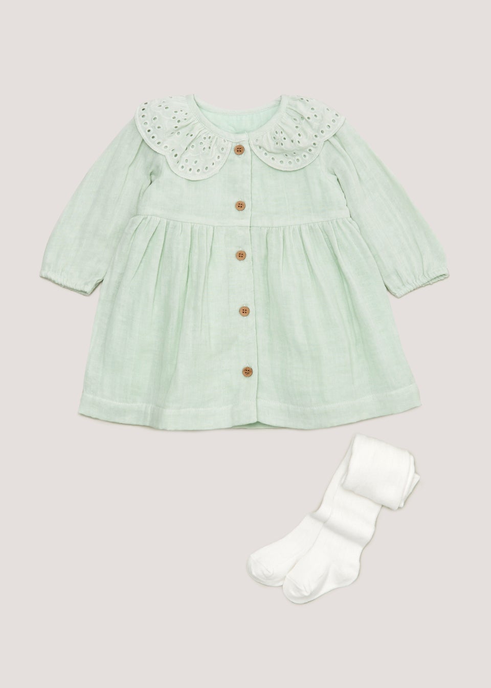 Baby Sage Dress & Tights Set (Newborn-23mths)