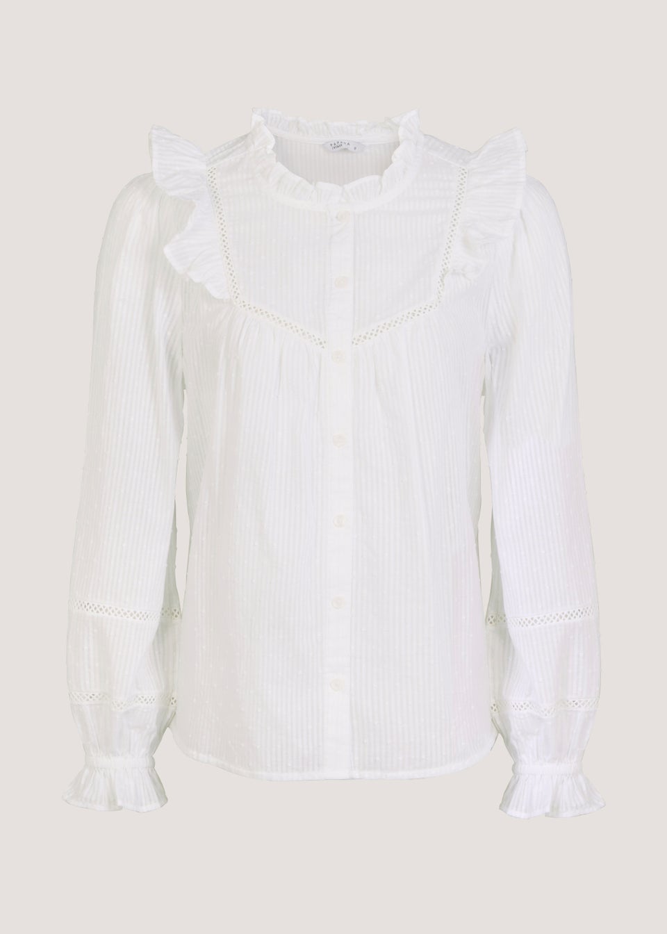 White High Neck Dobby Blouse