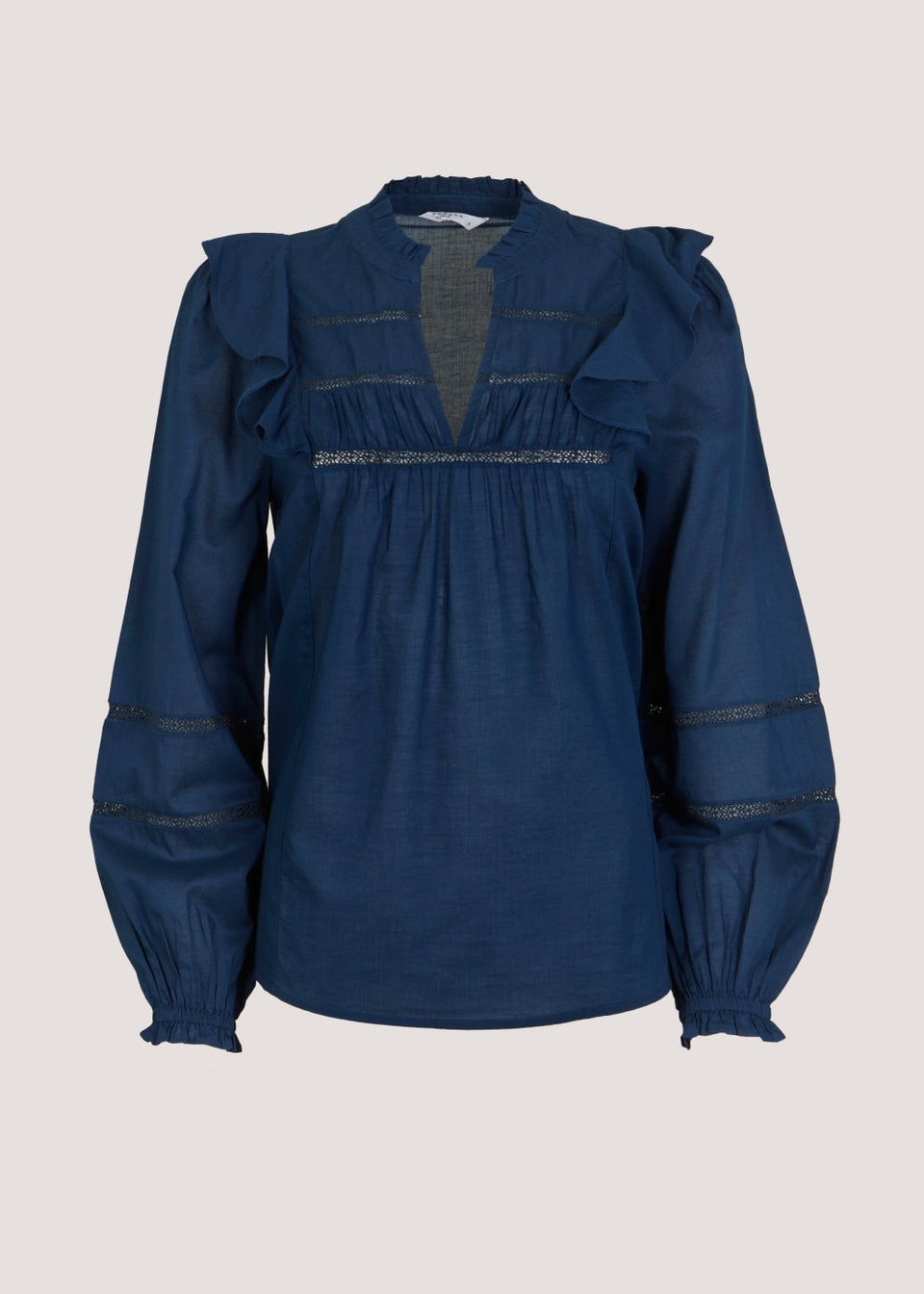 Navy Lace Trim Blouse