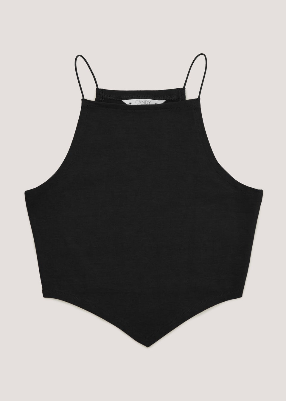 Girls Candy Couture Black Hanky Hem Top (9-16yrs)