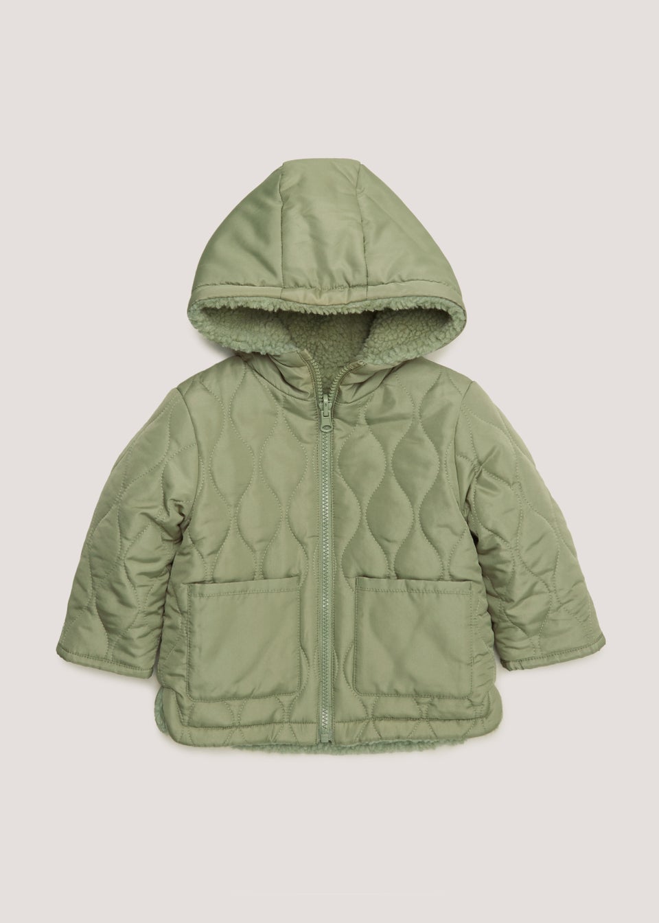 Boys Khaki Reversable Padded Borg Jacket 9mths 6yrs Matalan