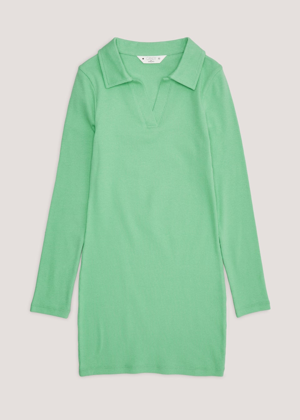Girls Candy Couture Green Ribbed Dress (9-16yrs)