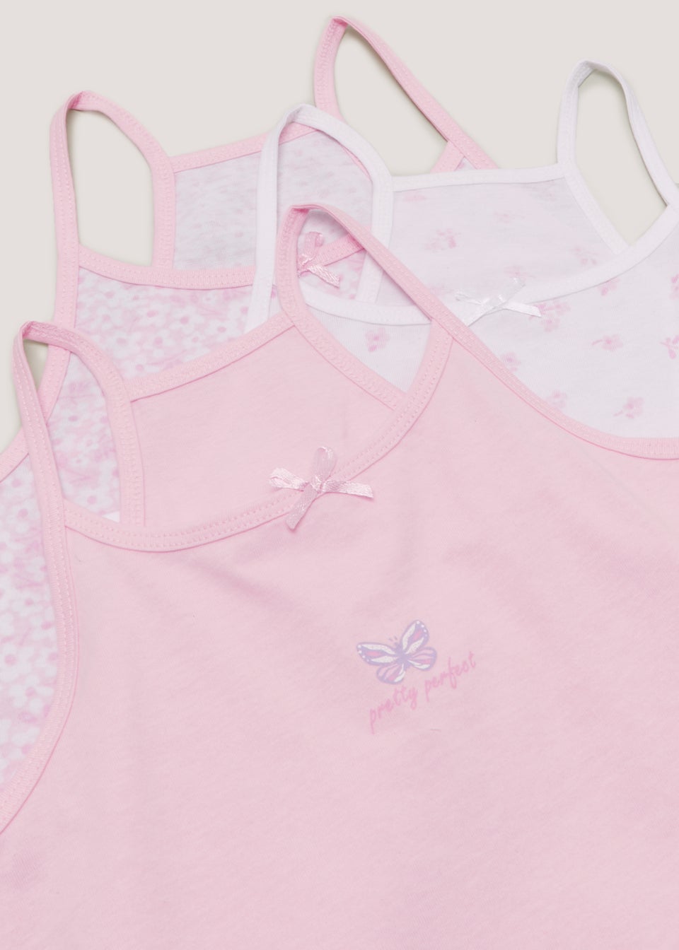 Girls 3 Pack Pink Cami Vests 2 11yrs Matalan