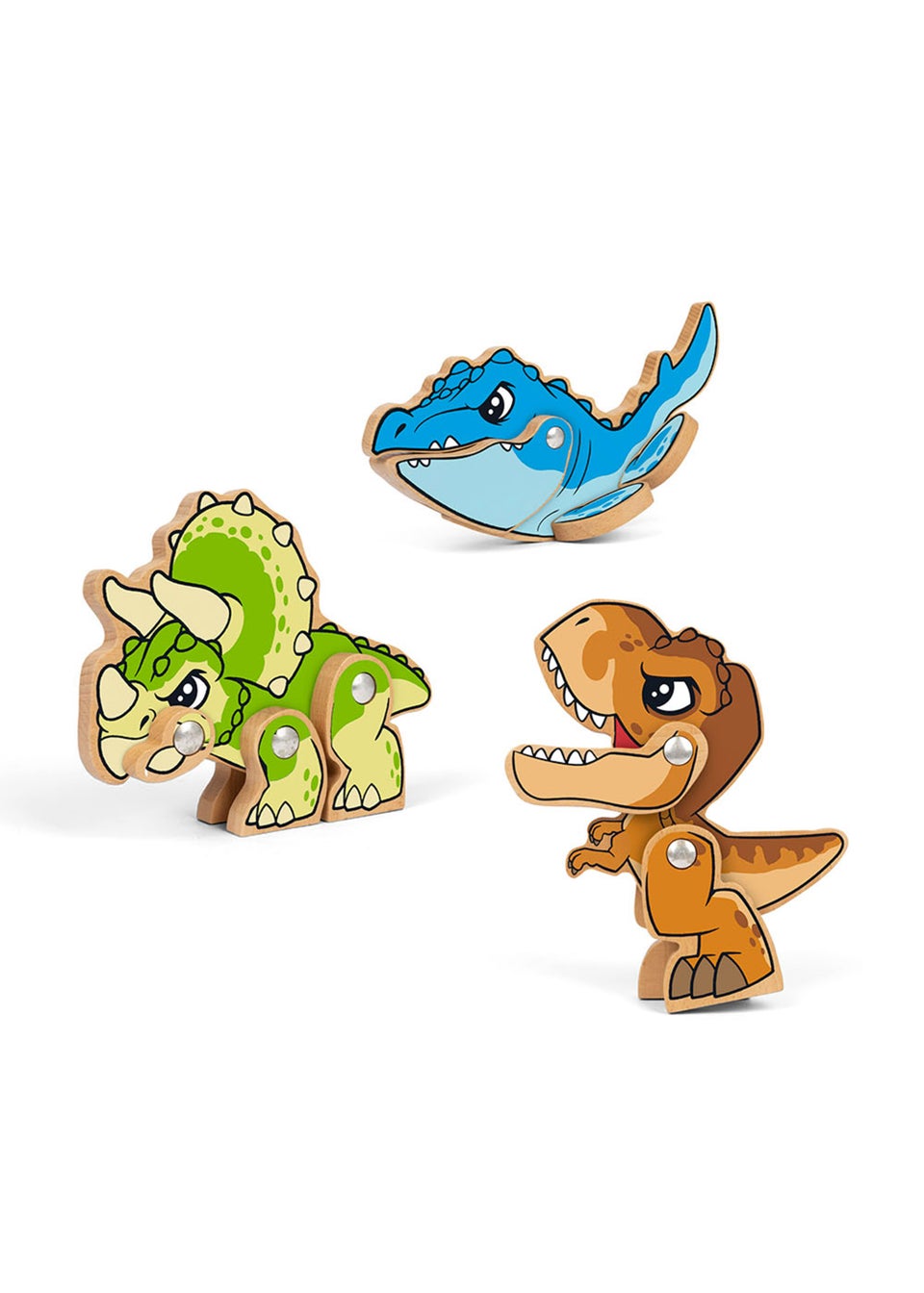 Kids Jurassic World 3 Pack Wooden Dinosaurs